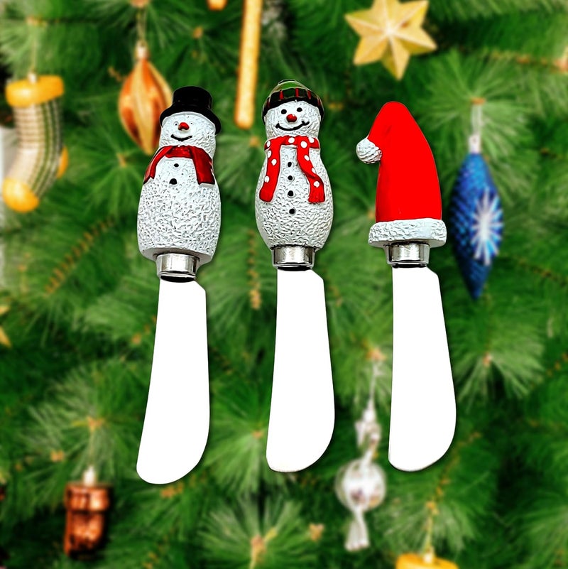 Zoster Handmade Resin Snowman Cheese Knife Spreader, Butter Knife Spreader, Stainless Steel Blade, Christmas Gift for Men and Women (Snow Man in Black Hat), 5.31” x 1.18” x 1.18” - Image 3